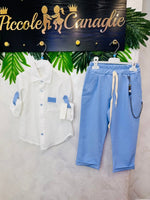 Completo Camicia & Pantalone Avio - Piccole Canaglie - PC27735