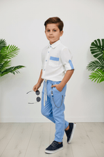Completo Camicia & Pantalone Avio - Piccole Canaglie - PC27735