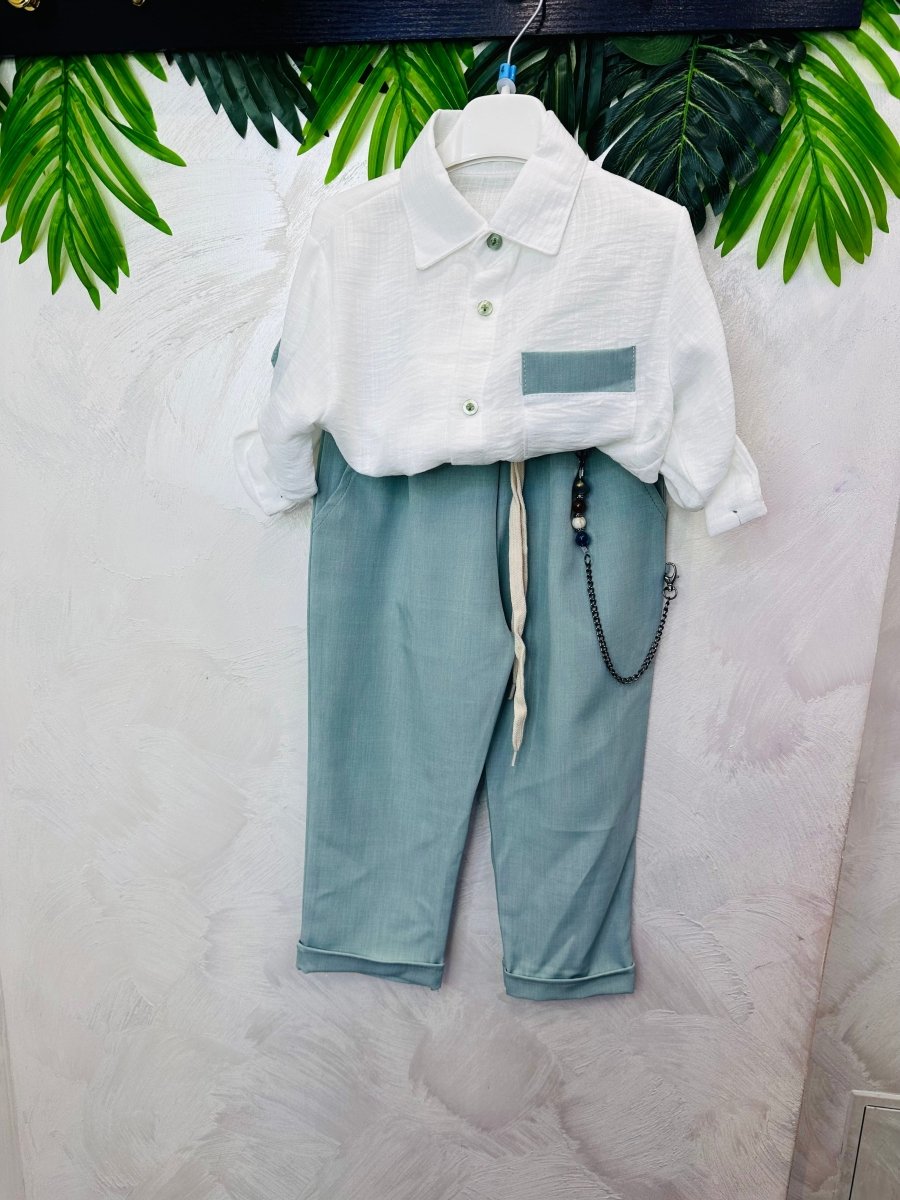 Completo Camicia & Pantalone Verde Salvia - Piccole Canaglie - PC27747