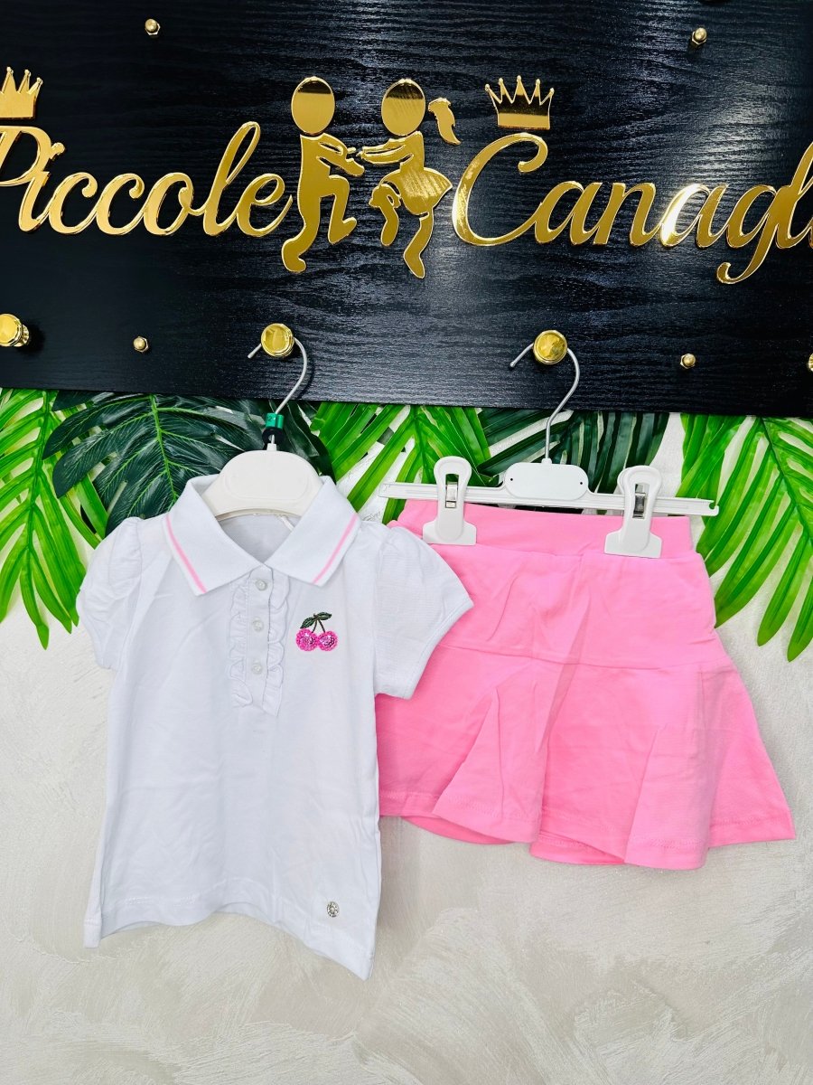 Completo Ciliegina Gonna Pantaloncino Bianco 506 - Piccole Canaglie - PC28195