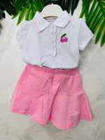 Completo Ciliegina Gonna Pantaloncino Bianco 506 - Piccole Canaglie - PC28195