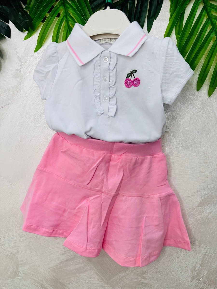 Completo Ciliegina Gonna Pantaloncino Bianco 506 - Piccole Canaglie - PC28195