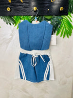 Completo corpetto Denim 9877 bianco - Piccole Canaglie - PC27763