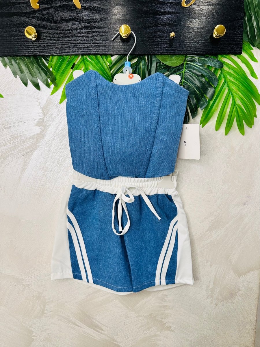 Completo corpetto Denim 9877 bianco - Piccole Canaglie - PC27763