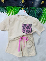 Completo cotone taschino Animalier beige 9881 - Piccole Canaglie - PC27785