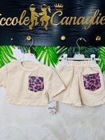 Completo cotone taschino Animalier beige 9881 - Piccole Canaglie - PC27785
