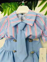 Completo Cravatta Righe Celeste 0629 - Piccole Canaglie - PC27903