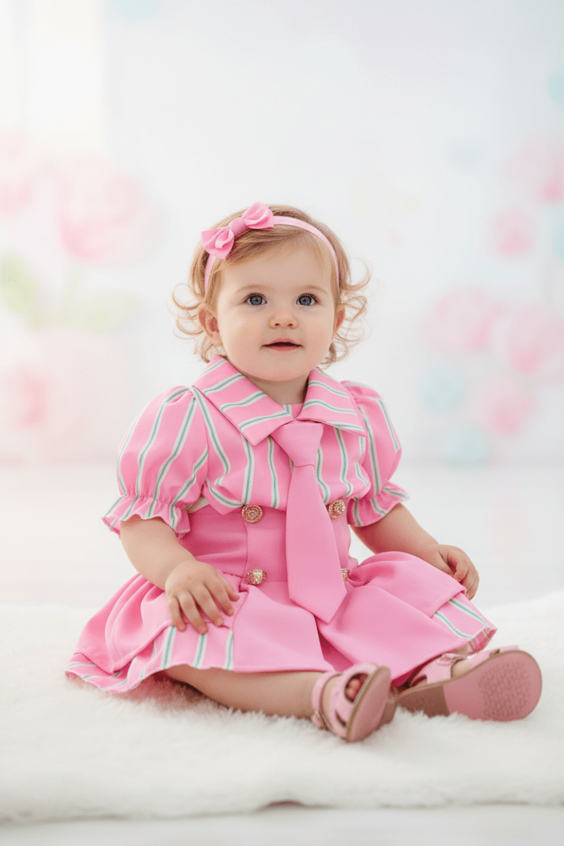 Completo Cravatta Righe Rosa 0629 - Piccole Canaglie - PC27909