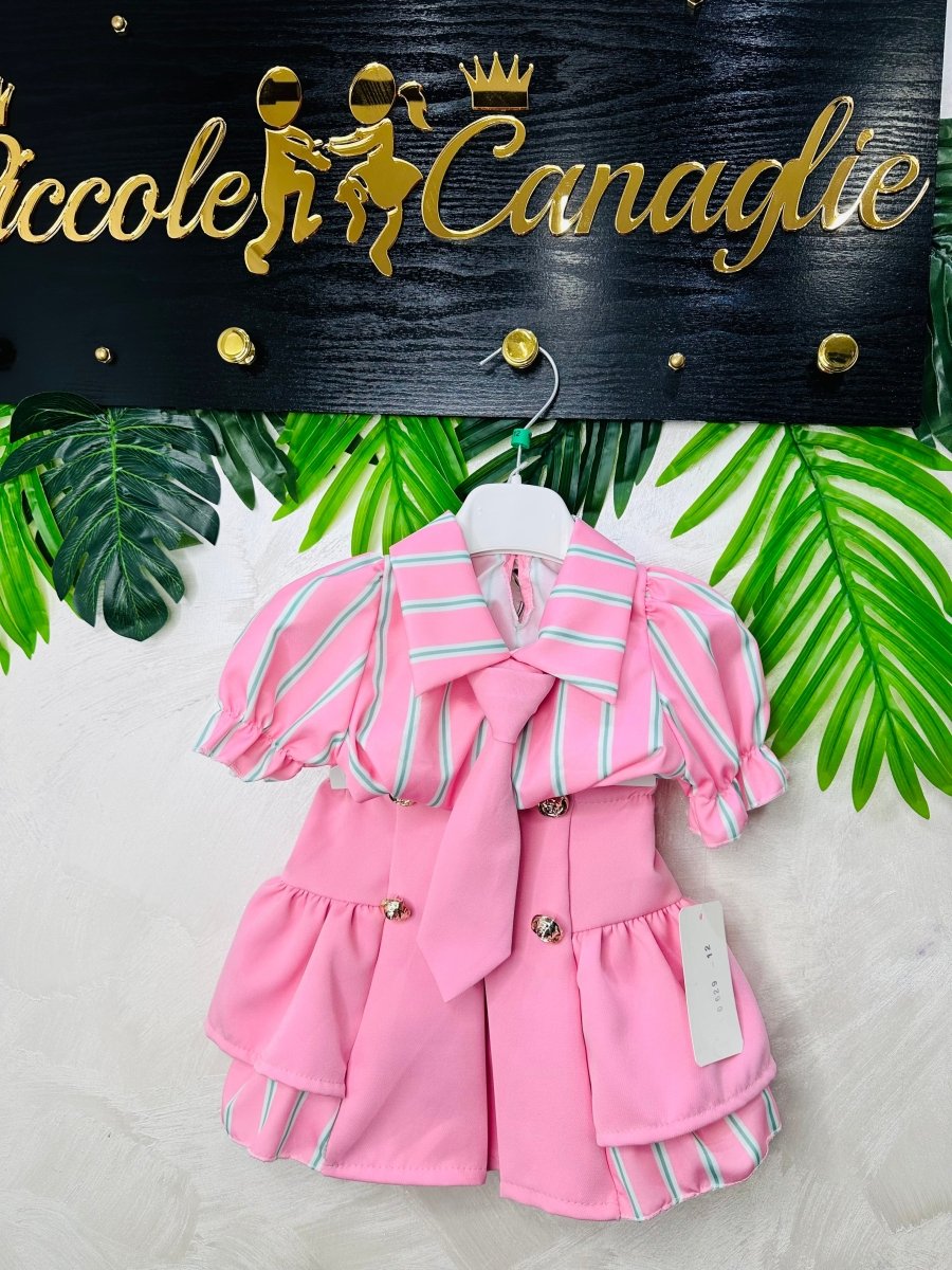 Completo Cravatta Righe Rosa 0629 - Piccole Canaglie - PC27909