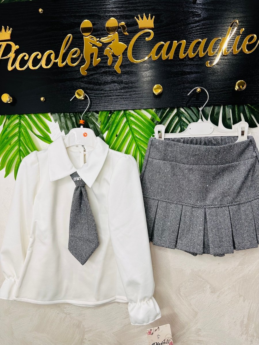 Completo cravattino Brillantino felpato - Piccole Canaglie - PC24309