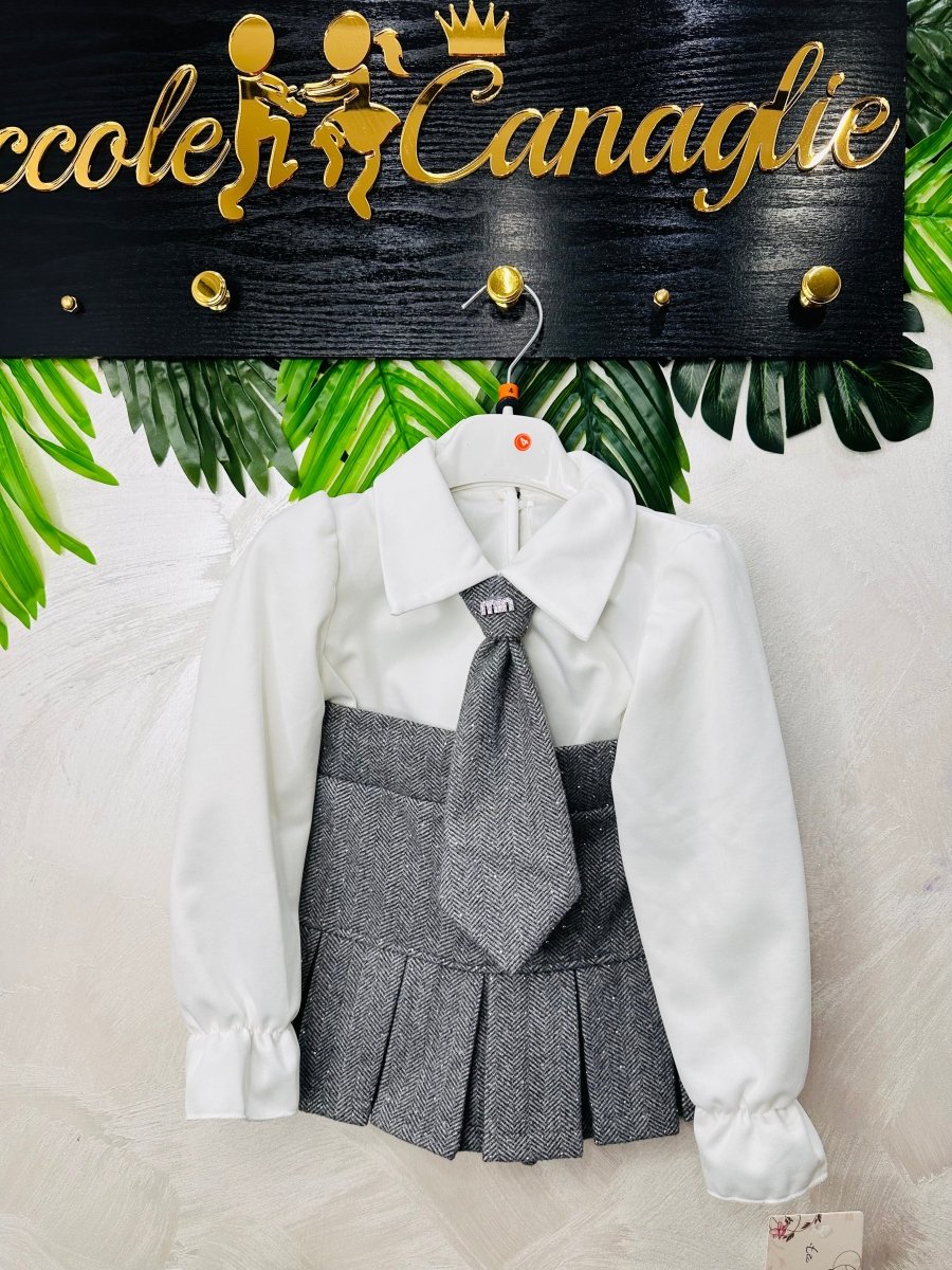 Completo cravattino Brillantino felpato - Piccole Canaglie - PC24309