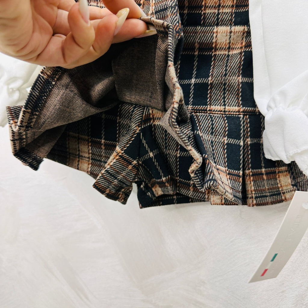 Completo cravattino Quadri Beige - Piccole Canaglie - PC23043