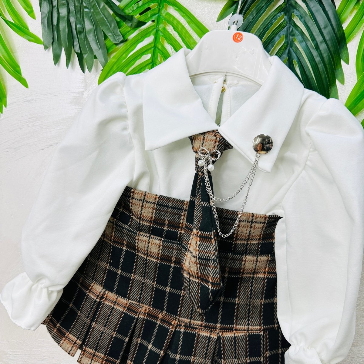 Completo cravattino Quadri Beige - Piccole Canaglie - PC23043