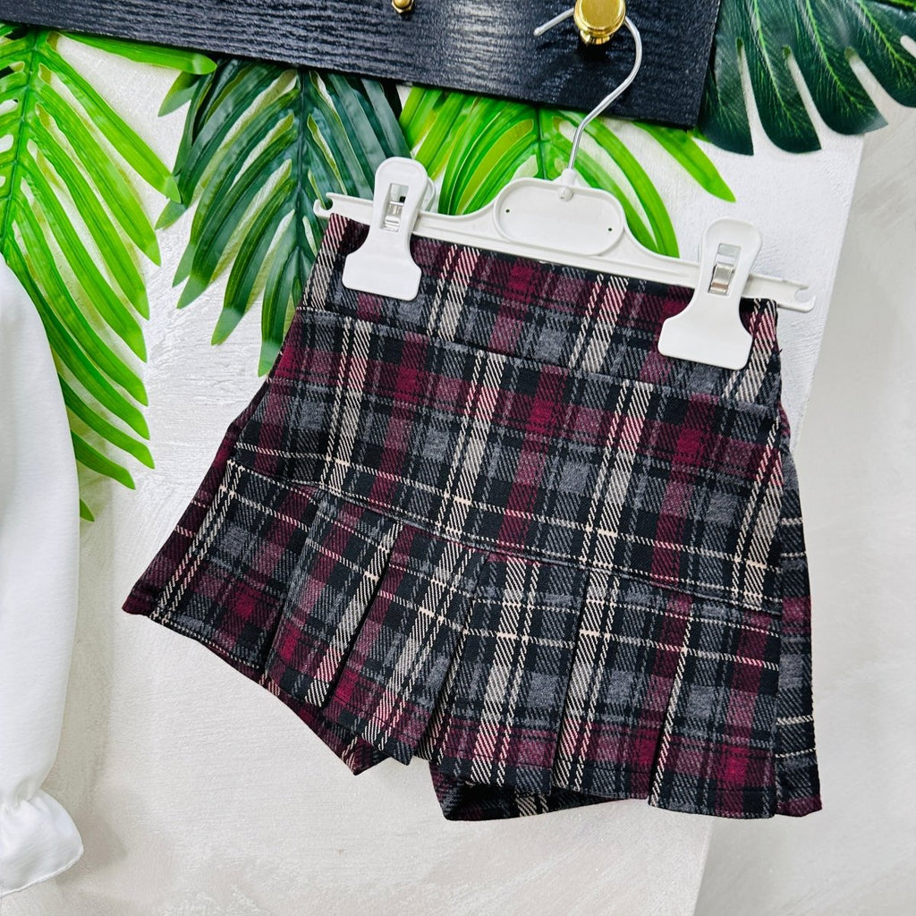 Completo cravattino Quadri Bordò’ - Piccole Canaglie - PC23048