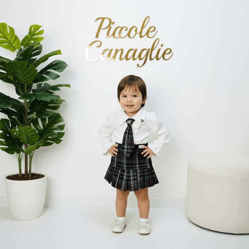 Completo cravattino Quadri Bordò’ - Piccole Canaglie - PC23048