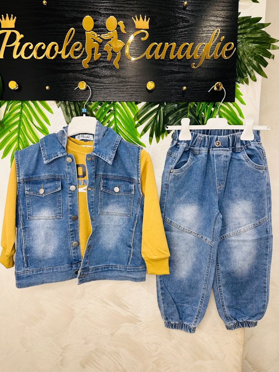 Completo Denim Biscotto Cotone - Piccole Canaglie - PC26276