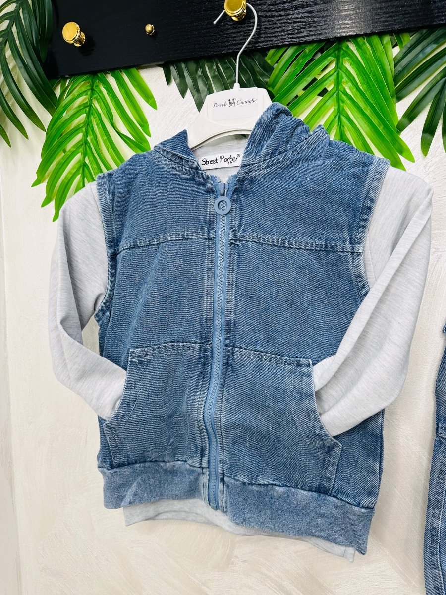Completo Denim Con Felpa Style Vintage - Piccole Canaglie - PC27157