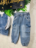 Completo Denim Con Felpa Style Vintage - Piccole Canaglie - PC27157