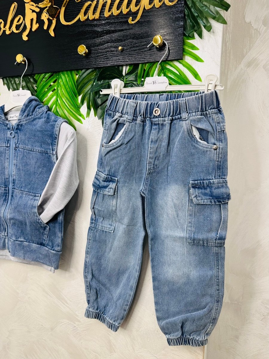 Completo Denim Con Felpa Style Vintage - Piccole Canaglie - PC27157