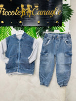 Completo Denim Con Felpa Style Vintage - Piccole Canaglie - PC27157
