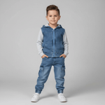 Completo Denim Con Felpa Style Vintage - Piccole Canaglie - PC27157