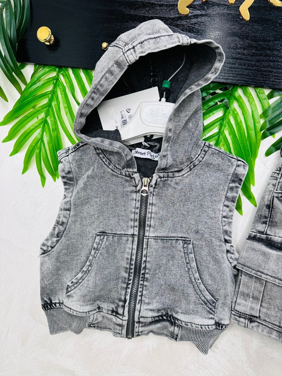 Completo Denim Slavato Nero Classic Baby 9530 - Piccole Canaglie - PC27468