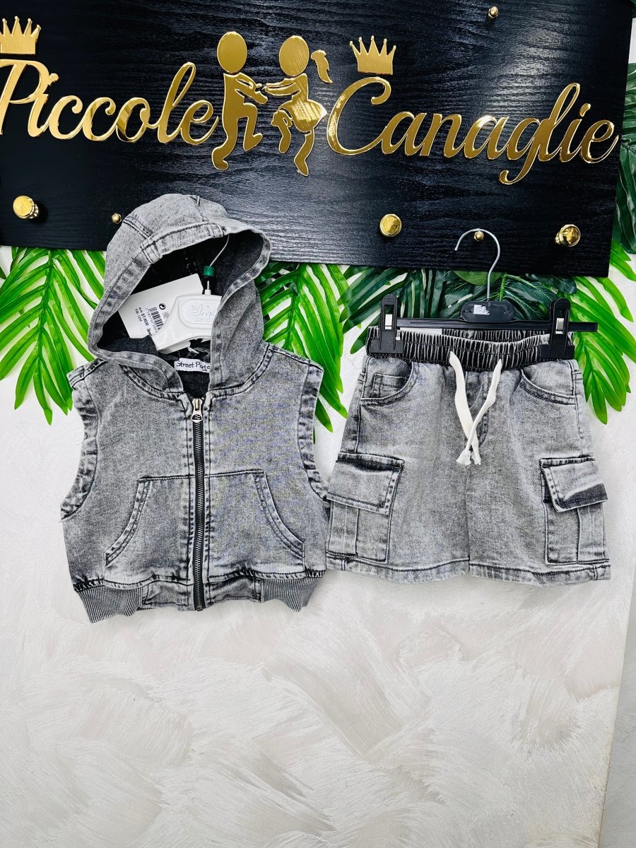Completo Denim Slavato Nero Classic Baby 9530 - Piccole Canaglie - PC27468