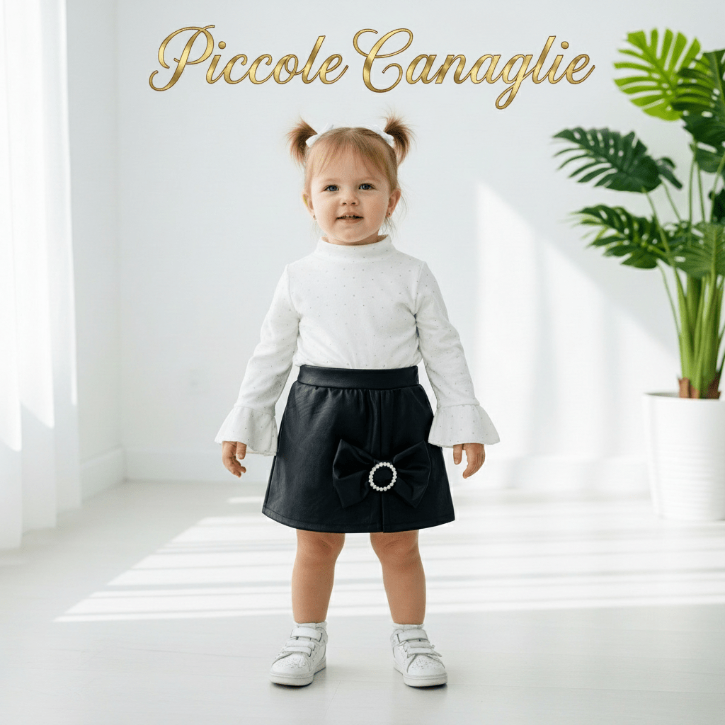 Completo Ecopelle Nero mesi - Piccole Canaglie - PC23032