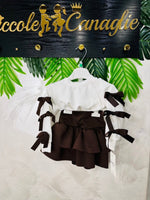 Completo Fiocchetti Party felpato Marroncino - Piccole Canaglie - PC23454