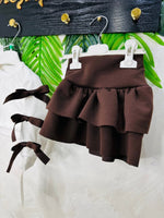 Completo Fiocchetti Party felpato Marroncino - Piccole Canaglie - PC23454