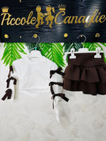 Completo Fiocchetti Party felpato Marroncino - Piccole Canaglie - PC23454