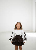 Completo Fiocchetti Party felpato Marroncino - Piccole Canaglie - PC23454