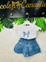 Completo Fiocchettino Denim 5147 Bianco - Piccole Canaglie - PC28755