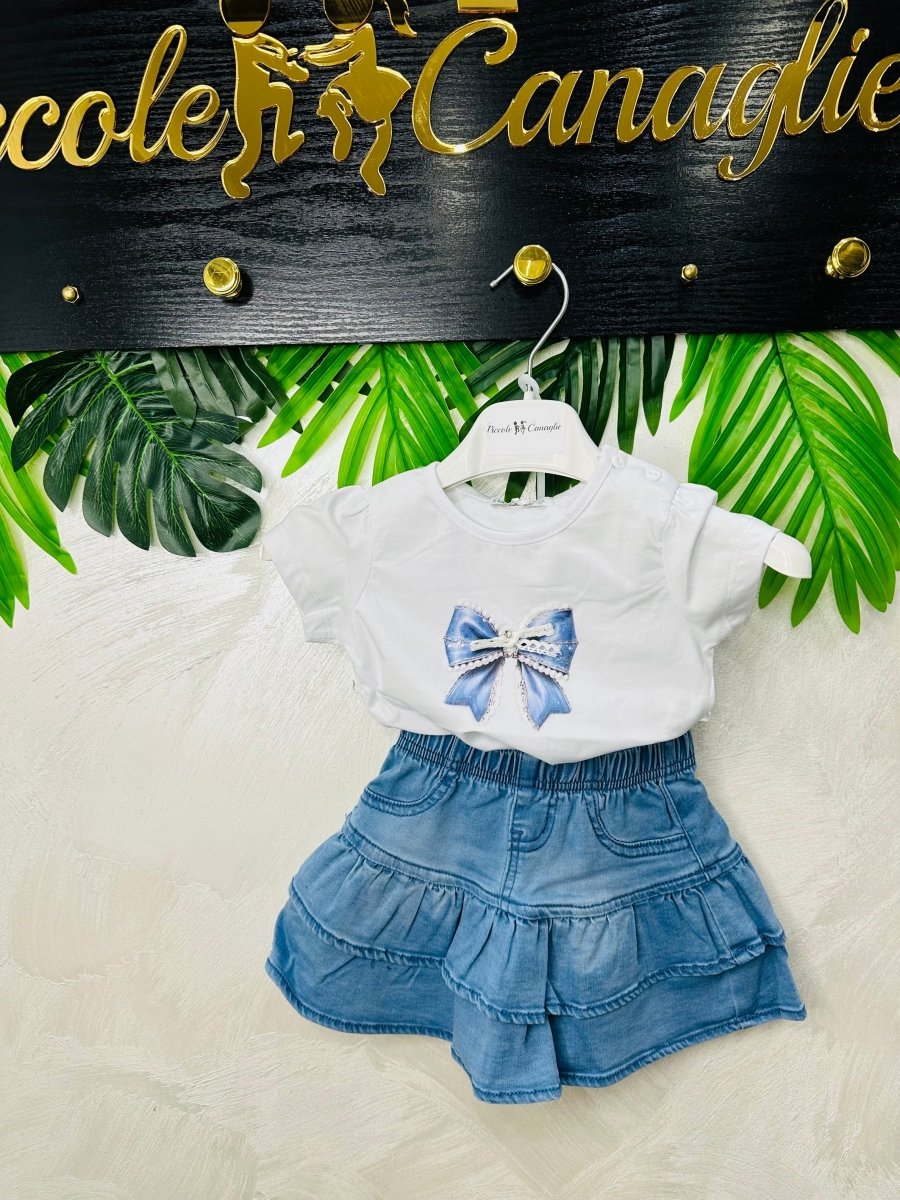 Completo Fiocchettino Denim 5147 Bianco - Piccole Canaglie - PC28755