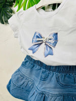 Completo Fiocchettino Denim 5147 Bianco - Piccole Canaglie - PC28755