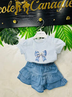 Completo Fiocchettino Denim 5147 Celeste - Piccole Canaglie - PC28745
