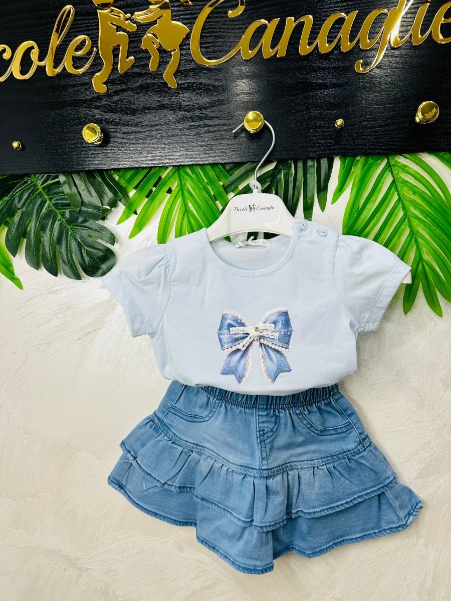 Completo Fiocchettino Denim 5147 Celeste - Piccole Canaglie - PC28745