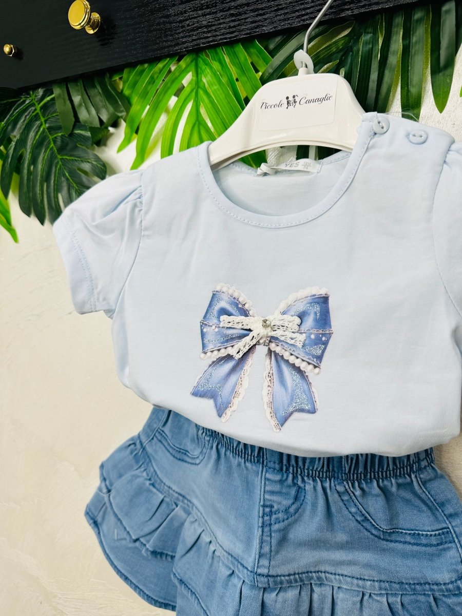 Completo Fiocchettino Denim 5147 Celeste - Piccole Canaglie - PC28745