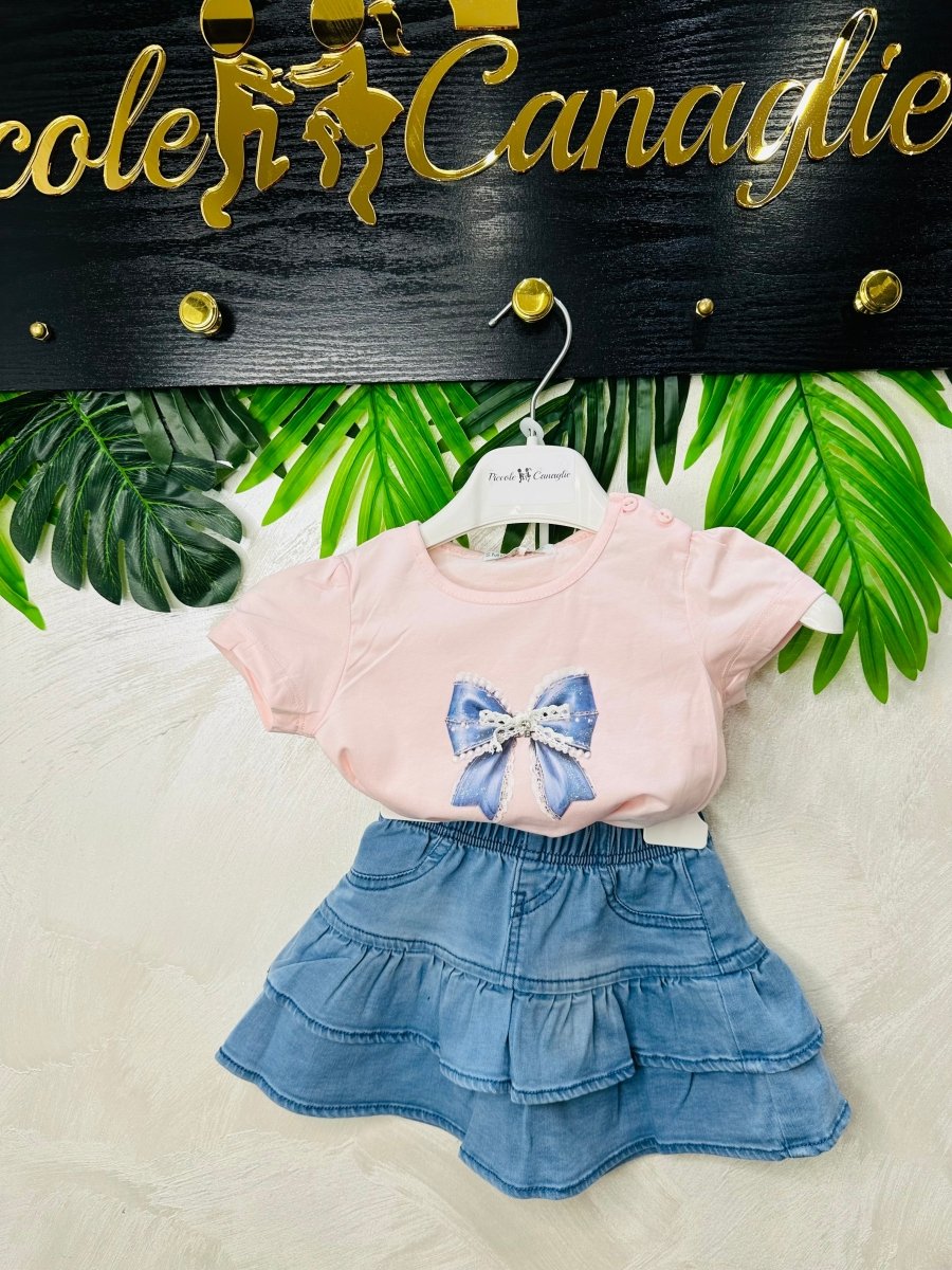 Completo Fiocchettino Denim 5147 Rosa - Piccole Canaglie - PC28750