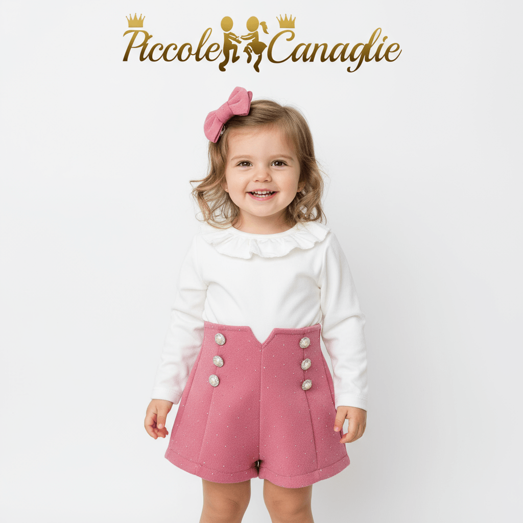 Completo Fiocchetto Rosa Antico - Piccole Canaglie - PC23004