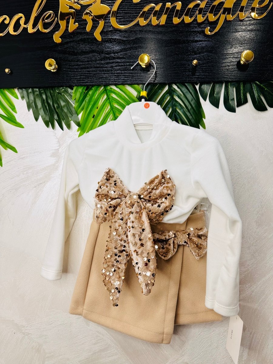 Completo Fiocco Oro paiette - Piccole Canaglie - PC24304