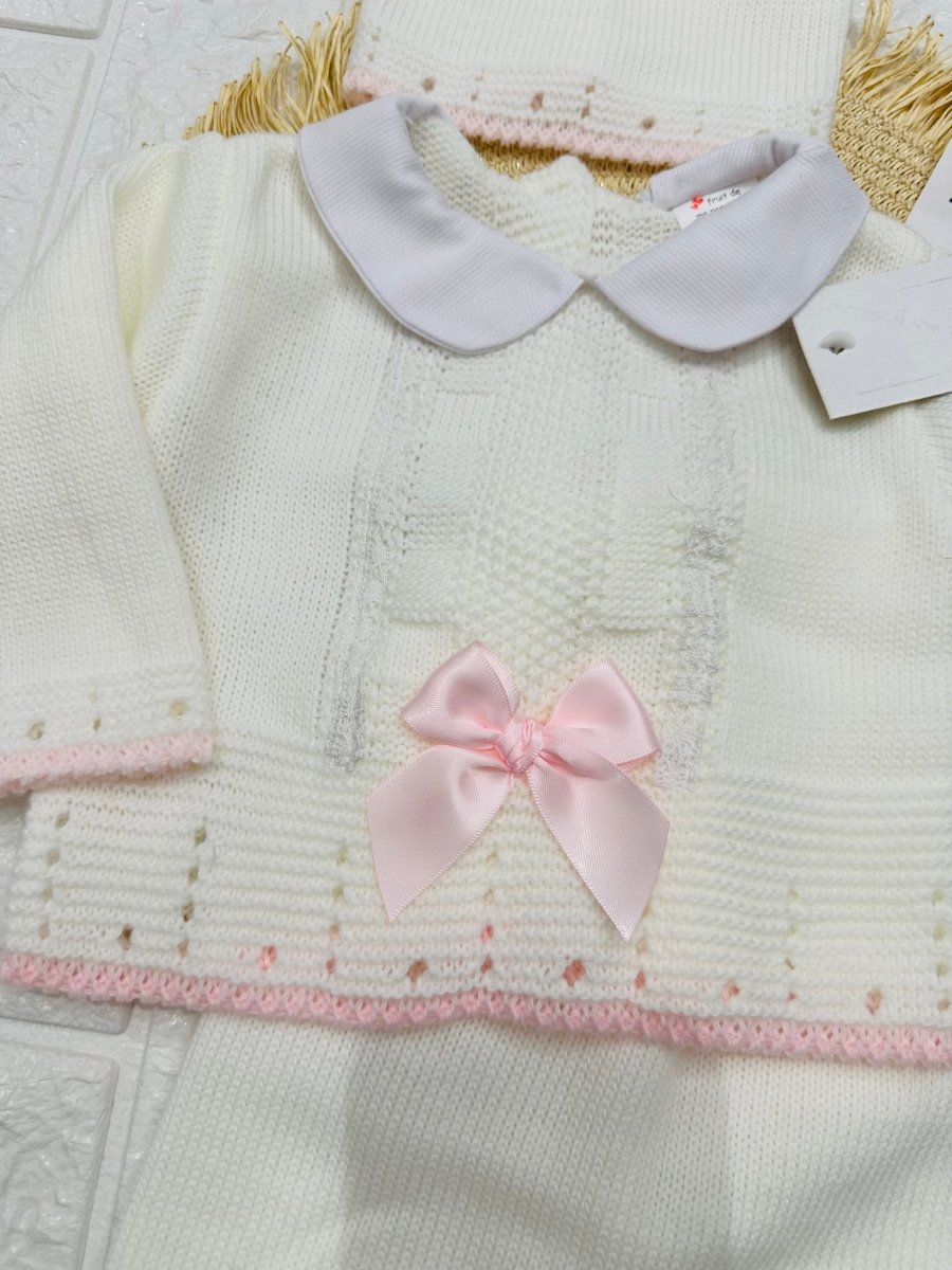 Completo Invernale Misto Dralon 1503 Panna Fiocco Rosa - Piccole Canaglie - PC29447