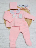 Completo invernale rosa fiocco bianco 1051 - Piccole Canaglie - PC29989