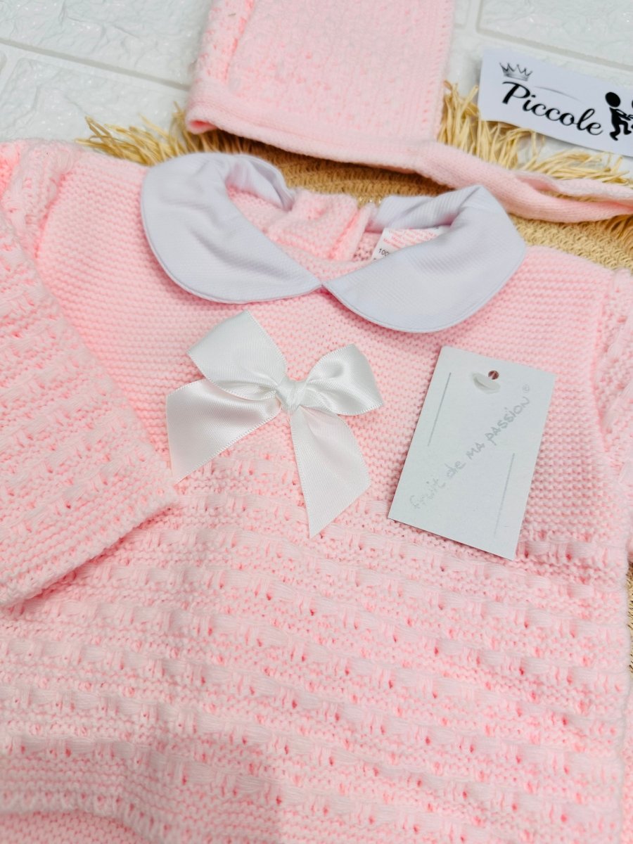 Completo invernale rosa fiocco bianco 1051 - Piccole Canaglie - PC29989