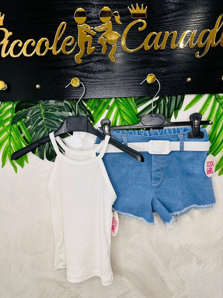 Completo Mesi Cool Glamour Denim 3863m Bianco - Piccole Canaglie - PC27938