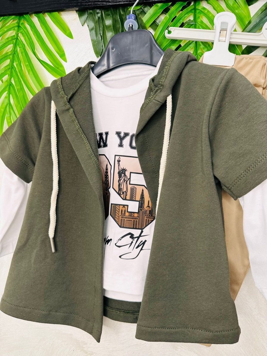 Completo New York verde baby cotone - Piccole Canaglie - PC26162