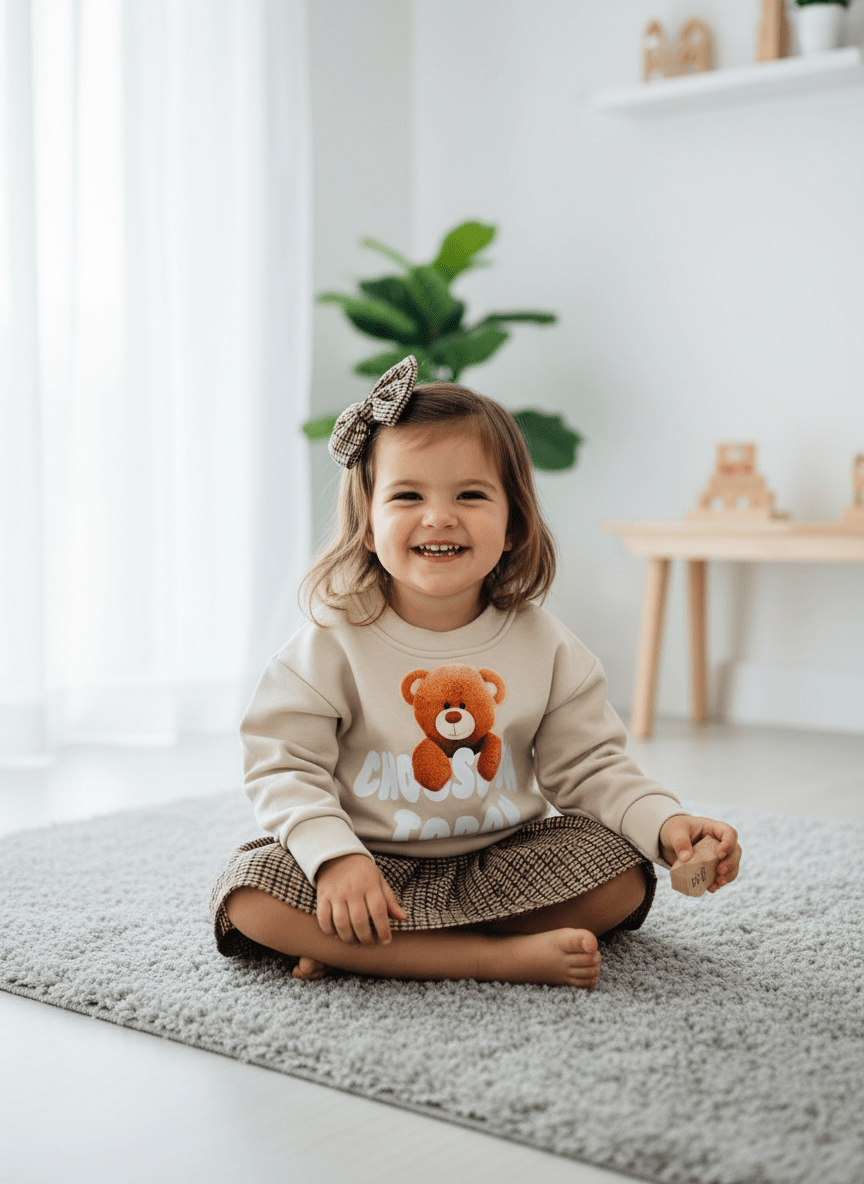 Completo Orsetta Felpa Beige mesi - Piccole Canaglie - PC23825