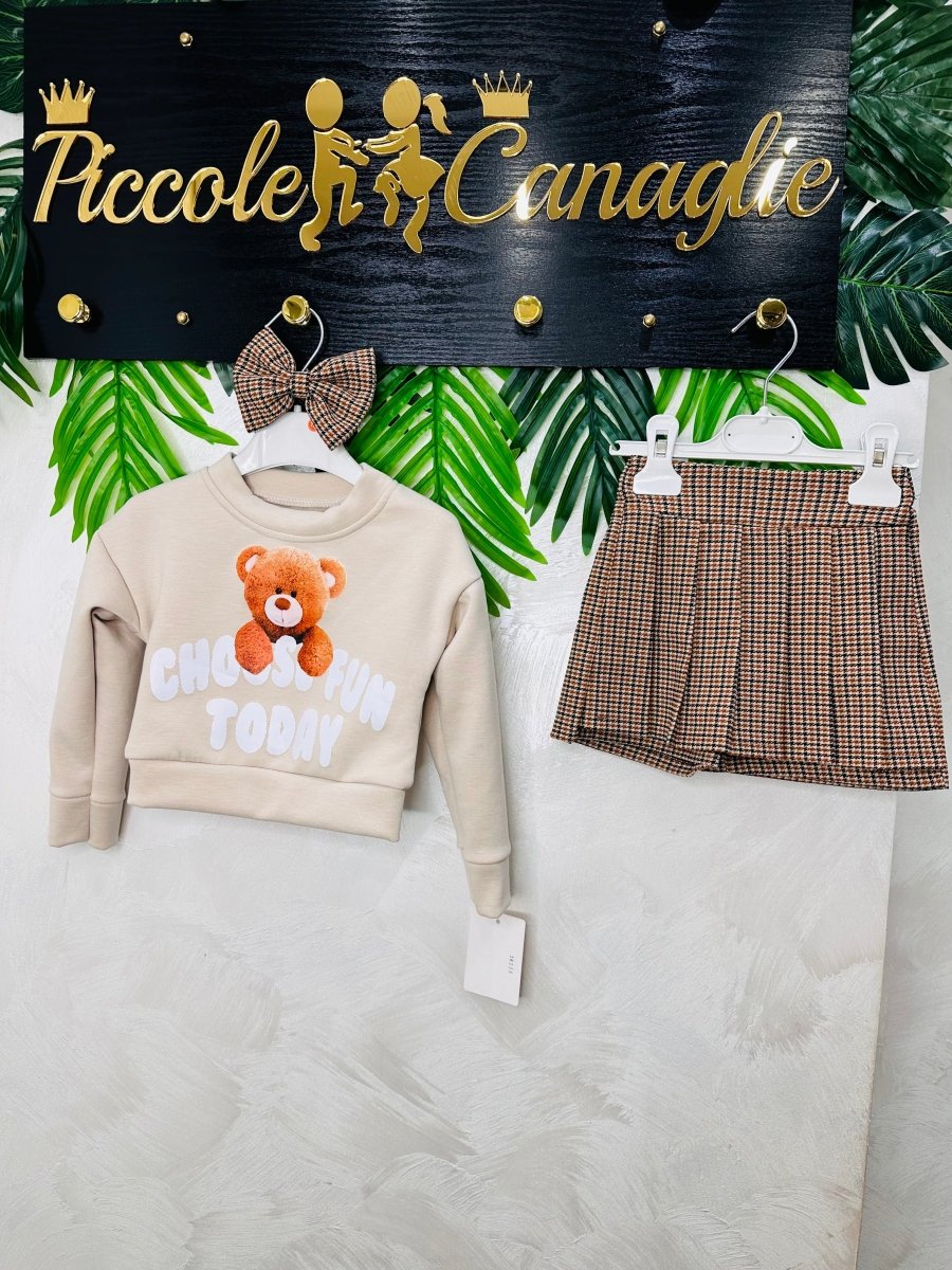 Completo Orsetta Felpa Beige mesi - Piccole Canaglie - PC23825