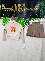 Completo Orsetta Felpa Beige mesi - Piccole Canaglie - PC23825