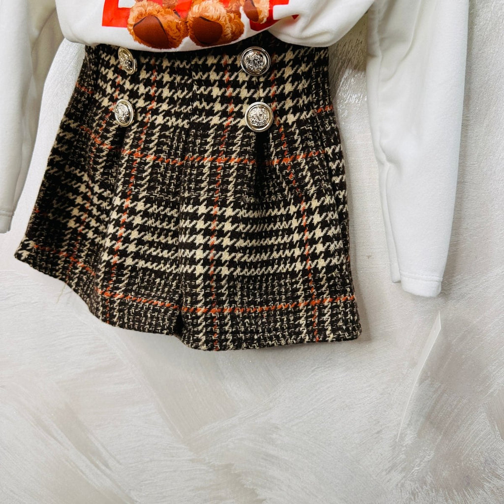 Completo Orsetta Quadro Beige - Piccole Canaglie - PC23058